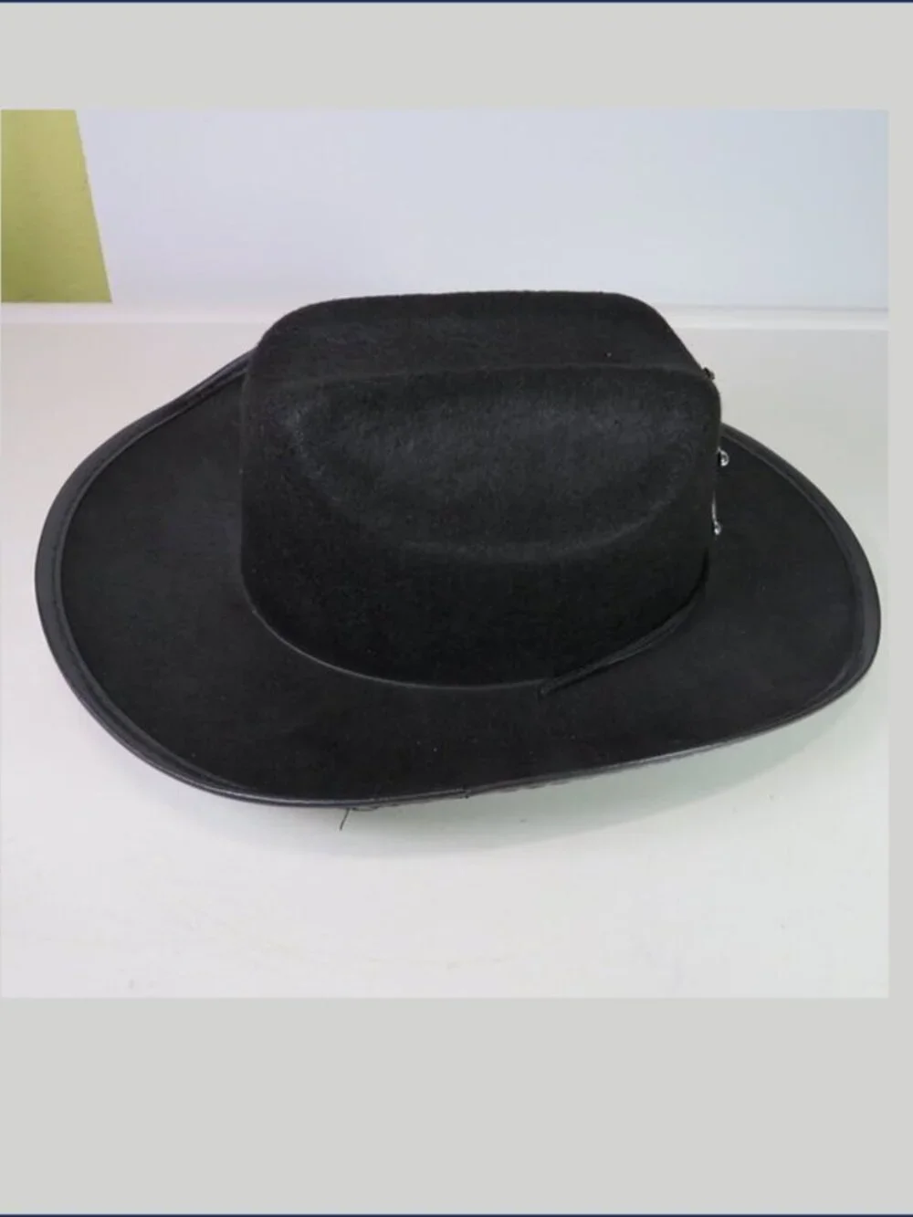 Vintage Kids Black Cowboy Hat Silver Deputy Sheriff Badge Felt Western Costume